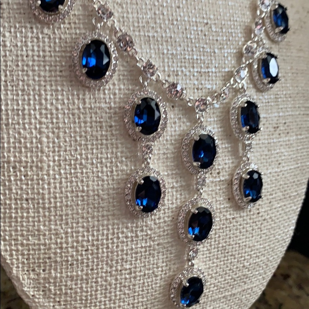 Gorgeous Faux Sapphire & Diamond Necklace - Picture 2 of 11